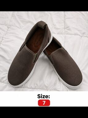 Maurices Brown Slip-On Canvas Loafers with White Sole